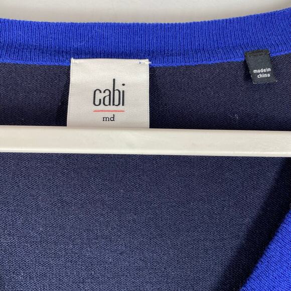 Cabi Michelle Cardigan Sweater Sheer Ruffle Style 5016 Blue Womens Size Medium - Picture 3 of 8